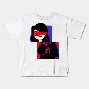 Glitched Girl With Drink Design Kids T-Shirt